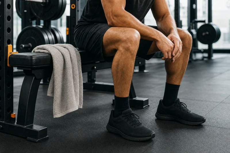 Athlete training with a barbell in a gym