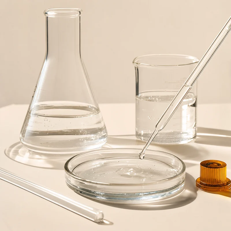 Laboratory glassware; liquid poured into an Erlenmeyer flask