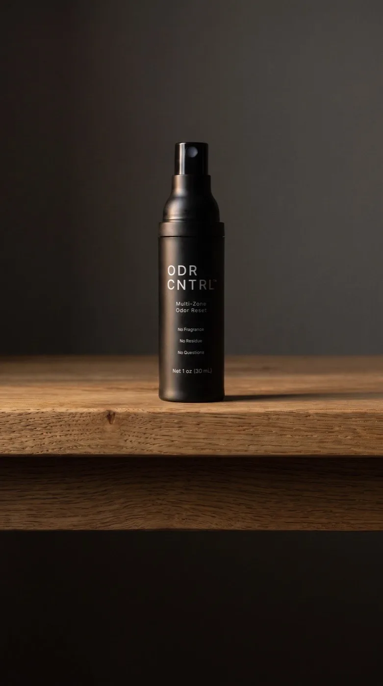 ODR CNTRL fragrance-free odor reset bottle on wood
