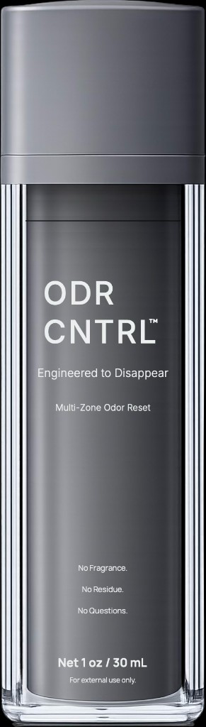 ODR CNTRL bottle front: Multi-Zone Odor Reset, Engineered to Disappear; No Fragrance, No Residue, No Questions; 1 oz / 30 mL