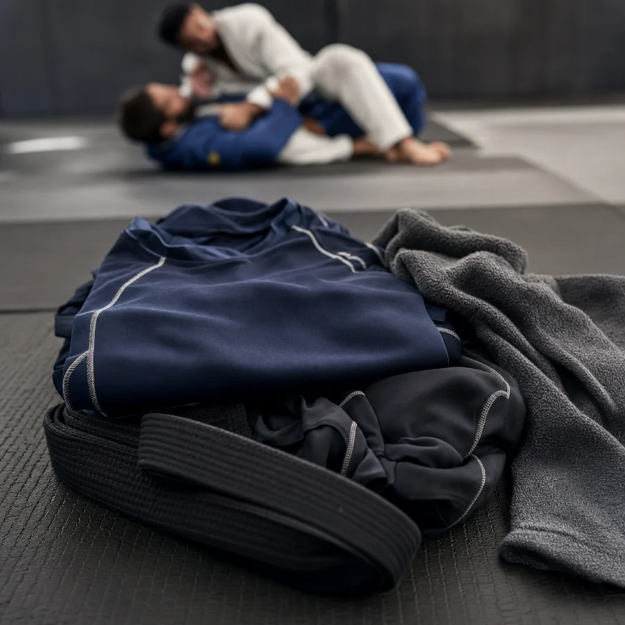 People practicing grappling on martial arts mats